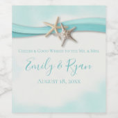 Zeester en lint Turquoise Strand Mousserende Wijn Wijn Etiket (Enkel label)