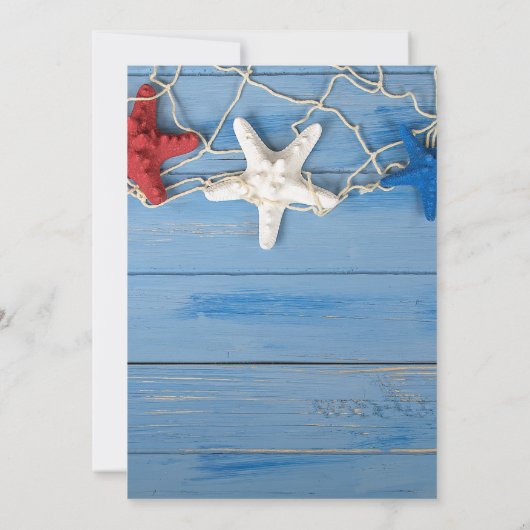 Zeester en net in patriottische kleuren kaart (Achterkant)