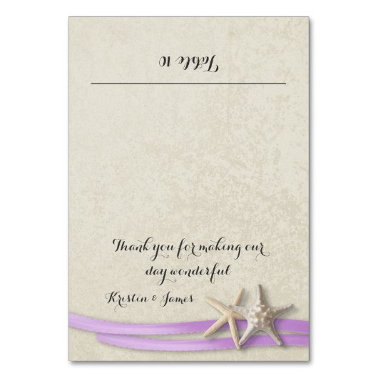 Zeester en Paarse Ribbon Place Card Kaart (Voorkant)