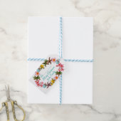 Zeester en Plumeria Bloemen Kerstgrens Cadeaulabel (Met Touw)