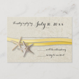 Zeester en Ribbon Yellow Beach Reactie RSVP Kaartje