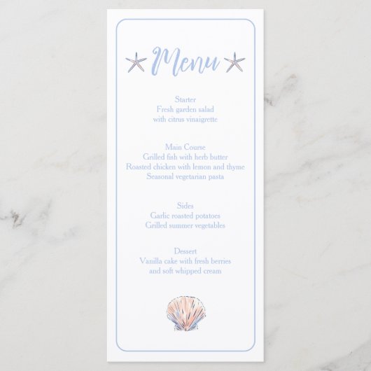 zeester en schelp menu (Voorkant)
