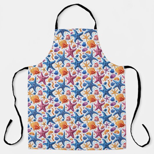 Zeester en schelp nautisch zomer strand schort (Voorkant)
