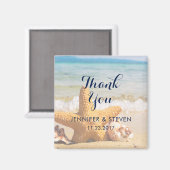 Zeester en schelpen op het strandDank je wel Magneet (Voorkant / Achterkant)