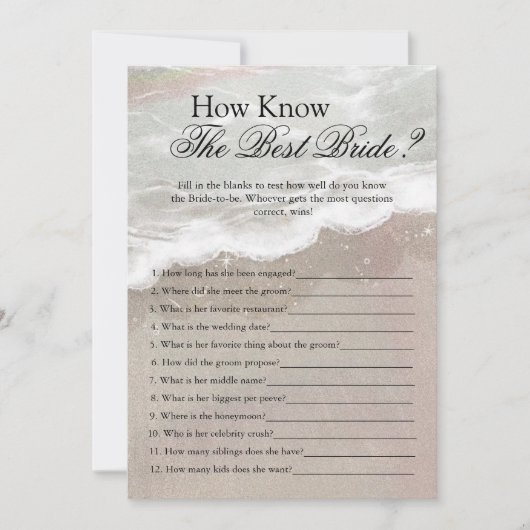 Zeester en schelpen Tropical Beach Vrijgezellenfee Kaart (Voorkant)