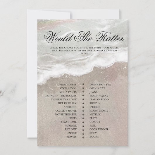 Zeester en schelpen Tropical Beach Vrijgezellenfee Kaart (Voorkant)