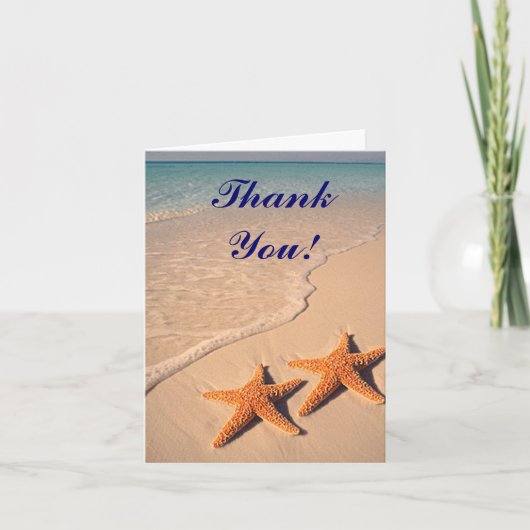 Zeester en strand bruiloft bedankkaartjes bedankkaart (Voorkant)