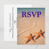 Zeester en Strand Theme Wedding RSVP Briefkaart (Voorkant / Achterkant)
