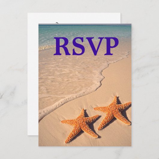 Zeester en Strand Theme Wedding RSVP Briefkaart (Voorkant / Achterkant)