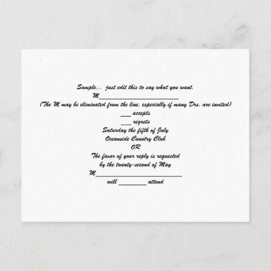 Zeester en Strand Theme Wedding RSVP Briefkaart (Achterkant)