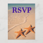 Zeester en Strand Theme Wedding RSVP Briefkaart (Voorkant)