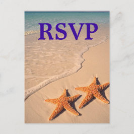 Zeester en Strand Theme Wedding RSVP Briefkaart