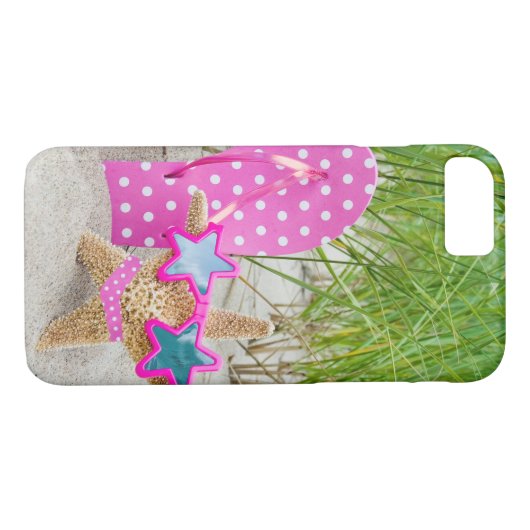zeester en teenslipper in zand Case-Mate iPhone case (Achterkant (Horizontaal))