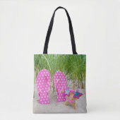 zeester en teenslipper in zand tote bag (Voorkant)