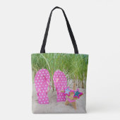 zeester en teenslipper in zand tote bag (Achterkant)