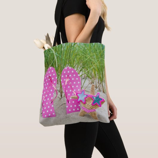 zeester en teenslipper in zand tote bag (Dichtbij)