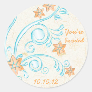 Zeester en Water Bestemming Bruiloft Stickers