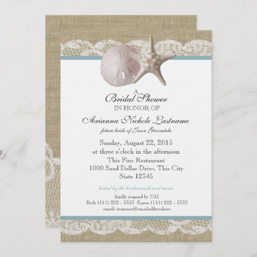 Zeester en Witte kant Vrijgezellenfeest Kaart (Voorkant / Achterkant)