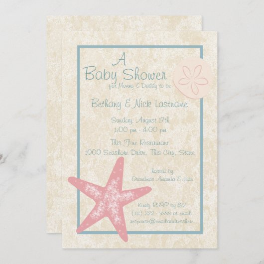 Zeester en Zanddollar Baby shower Kaart (Voorkant / Achterkant)