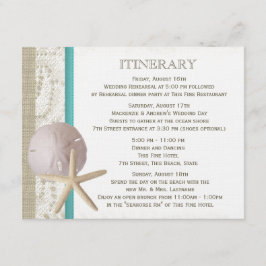 Zeester en Zanddollar Blauwgroen Oceaan Romance Informatiekaartje