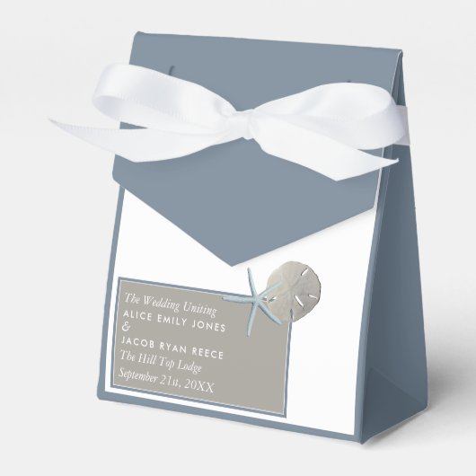 Zeester en Zanddollar - Strand Huwelijk Bedankdoosjes (Voorkant Zijde)