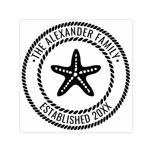 Zeester Familienaam Datum Estd Rope Lijst Zelfinktende Stempel (Design)