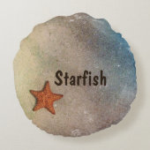 Zeester Glimlachend Gezicht Winking Whimsical Rond Kussen (Achterkant)