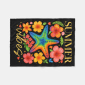 Zeester Hibiscus Boho Bloem Hawaii Zomer Vibe Fleece Deken (Voorkant (Horizontaal))