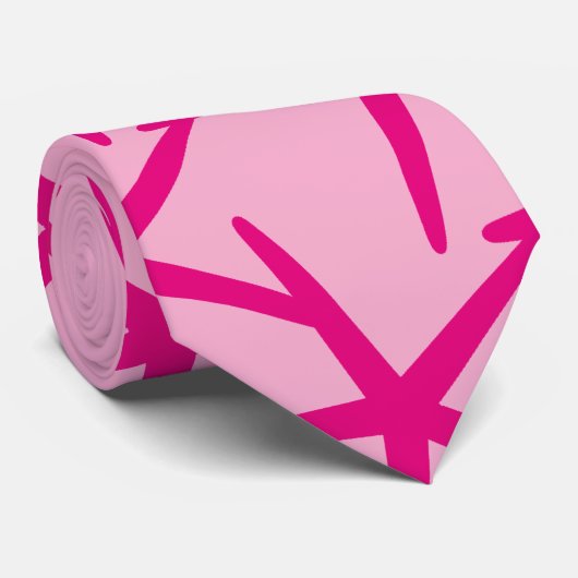 Zeester Hot Roze Nautisch Strand Stijl Kleurrijk Stropdas (Opgerold)