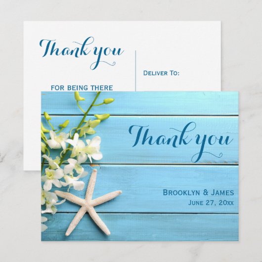 Zeester Huwelijk Dankkaartjes Met Orchidee Briefkaart (Voorkant / Achterkant)