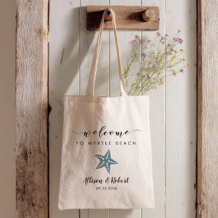 Zeester Huwelijks Welkomsttas, Grijs Blauw Tote Bag