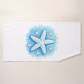 Zeester in blauw badhanddoek (Badhanddoek)