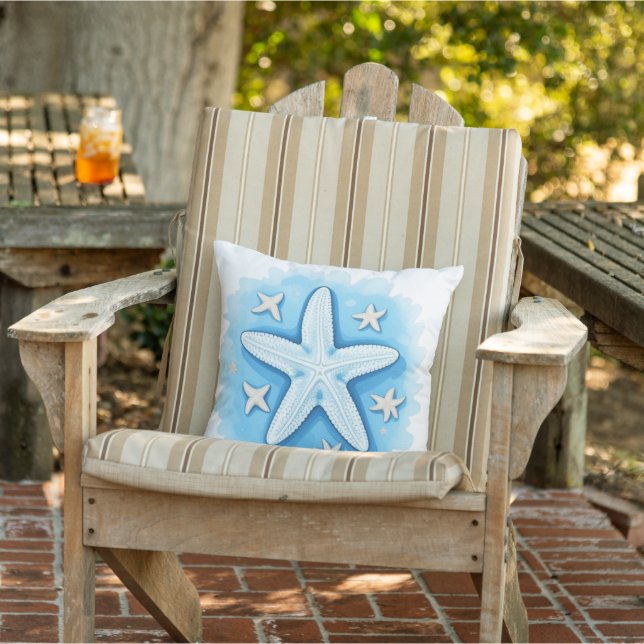 Zeester in blauw buitenkussen (Stoel)