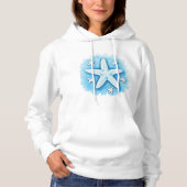 Zeester in blauw hoodie (Voorkant)