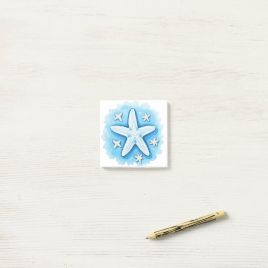 Zeester in blauw post-it® notes (Op bureau)