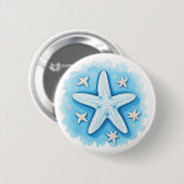 Zeester in blauw ronde button 5,7 cm (Voorkant /achterkant)