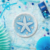 Zeester in het blauw papieren bordje (Feest)