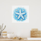 Zeester in het blauw poster (Keuken)