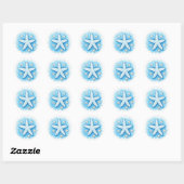Zeester in het blauw ronde sticker (Vel)