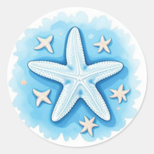 Zeester in het blauw ronde sticker