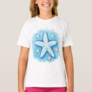 Zeester in het blauw t-shirt