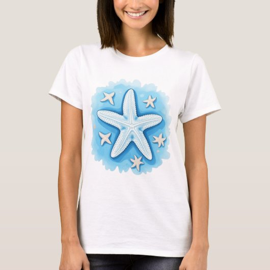 Zeester in het blauw t-shirt (Voorkant)