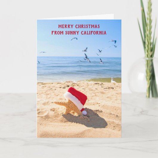 Zeester in het zand als Kerstman Feestdagen Kaart (Voorkant)