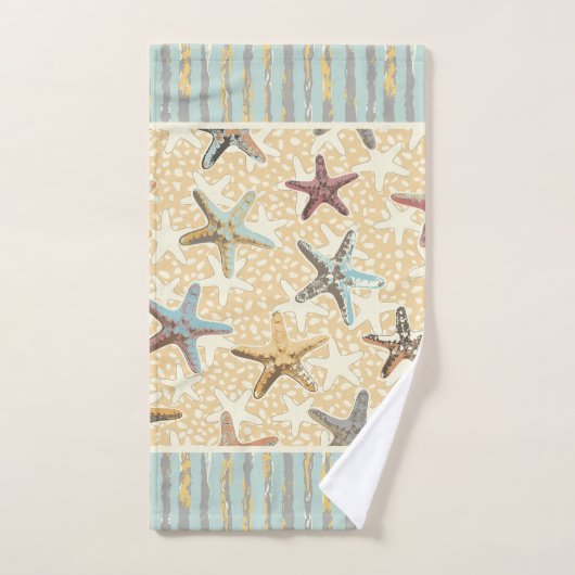 Zeester in het Zand met Zeewier Stripes Bad Handdoek (Handdoek)