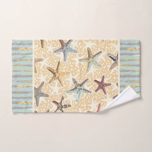 Zeester in het Zand met Zeewier Stripes Bad Handdoek (Handdoek)