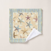 Zeester in het Zand met Zeewier Stripes Bad Handdoek (Wasdoekje)