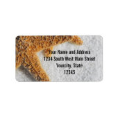 Zeester in Zand Beach Bruiloft Etiket (Voorkant)