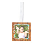 Zeester Ingelijste Houten Kubus Foto Ornament (Voorkant)