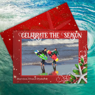 Zeester Kerst Twinkelende Sterren Fotokaart Kaart