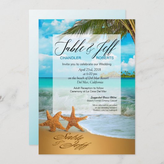 Zeester Koppel Nep Vellum Overlay Trouwdag Kaart (Voorkant / Achterkant)